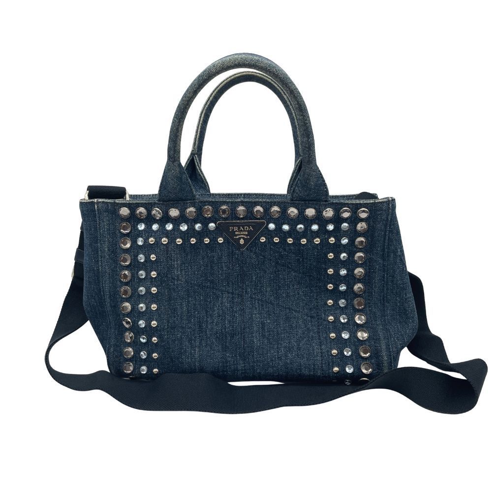 玉津店 中古】PRADA プラダ 1BG439 カナパ デニム トートバッグ ライン 