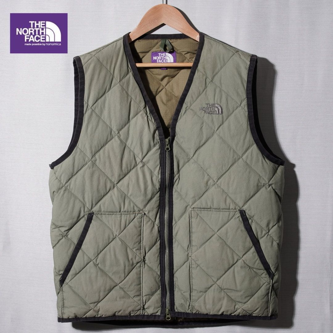 ノースフェイス THE NORTH FACE nanamica ナナミカ パープルレーベル コットン ダウンベスト M カーキ キルティングベスト ミリタリー ワーク ストリート オーバーサイズ アメカジ Y 2 K 古着 N 222