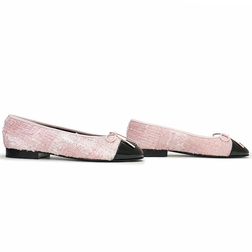 シャネル G02819 バレリーナ ココマーク リボン フラット シューズ