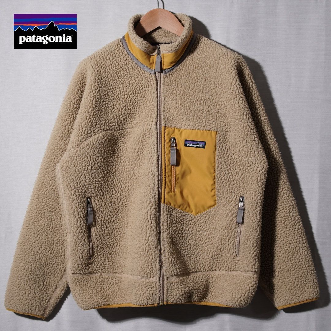 パタゴニア Patagonia クラシック レトロX フリース ジャケット XL ベージュ イエロー シルバー ラグラン ロゴ刺繍 テック系 オーバーサイズ ビッグシルエット ストリート アメカジ Y 2 K 古着 N 820