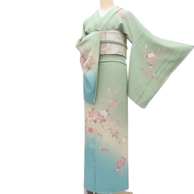 ｍ2219＊美品 正絹 桜 トールサイズ 手縫い仕立て 成人式 振袖単品 百華❀Y4354◇美品 トールサイズ 桜 手縫い仕立て 正絹 訪問着 着物