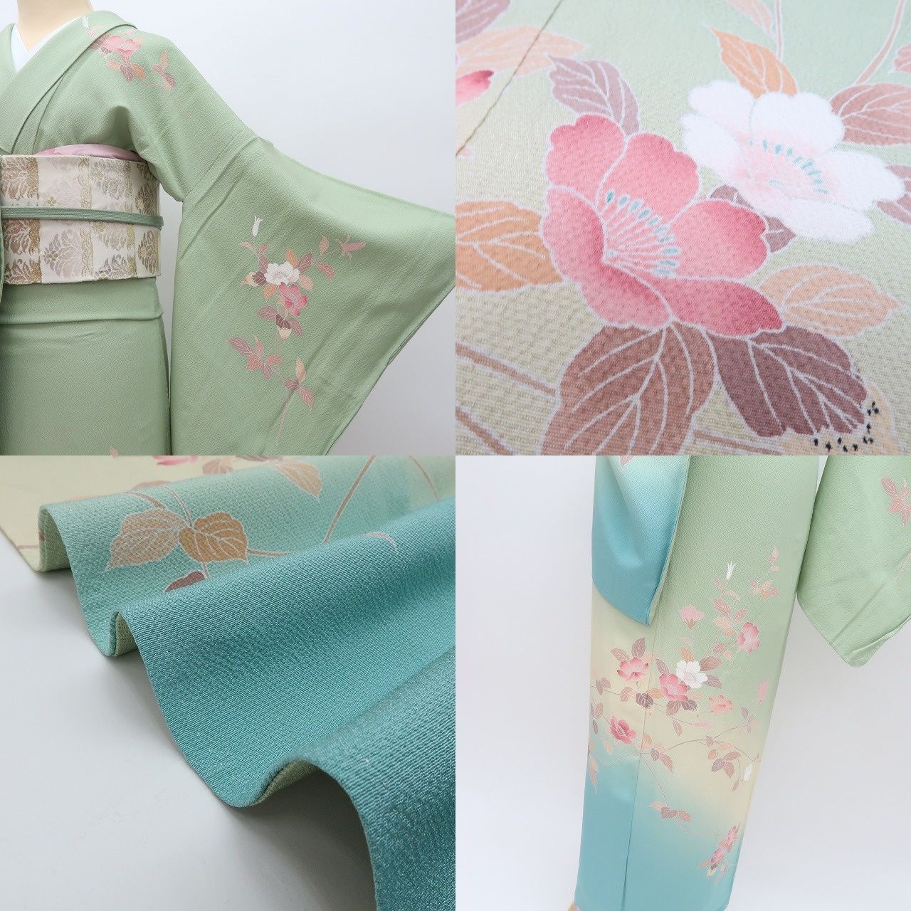 百華❀Y4354◇美品 トールサイズ 桜 手縫い仕立て 正絹 訪問着 着物