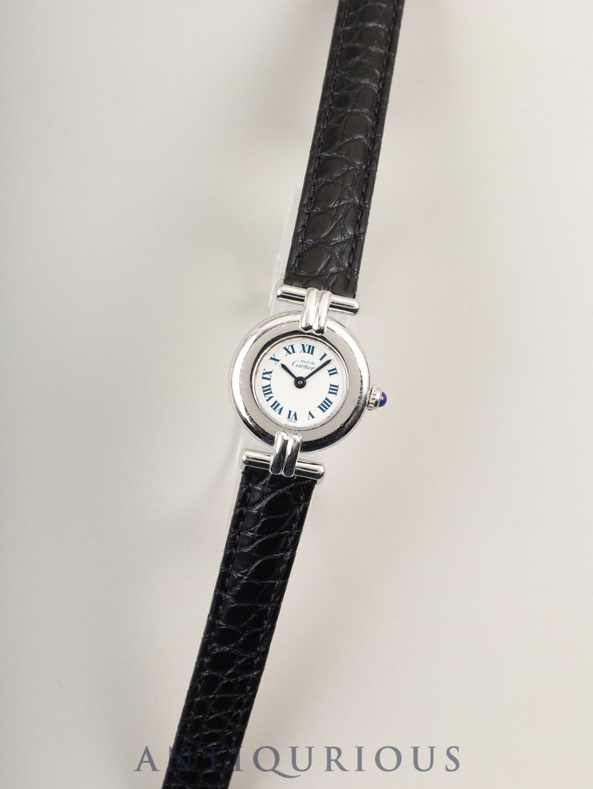 カルティエ マストコリゼ 1903 クォーツ Cal.690 SV 925 革 Dバックル SS ホワイトローマン文字盤 オーバーホール済み