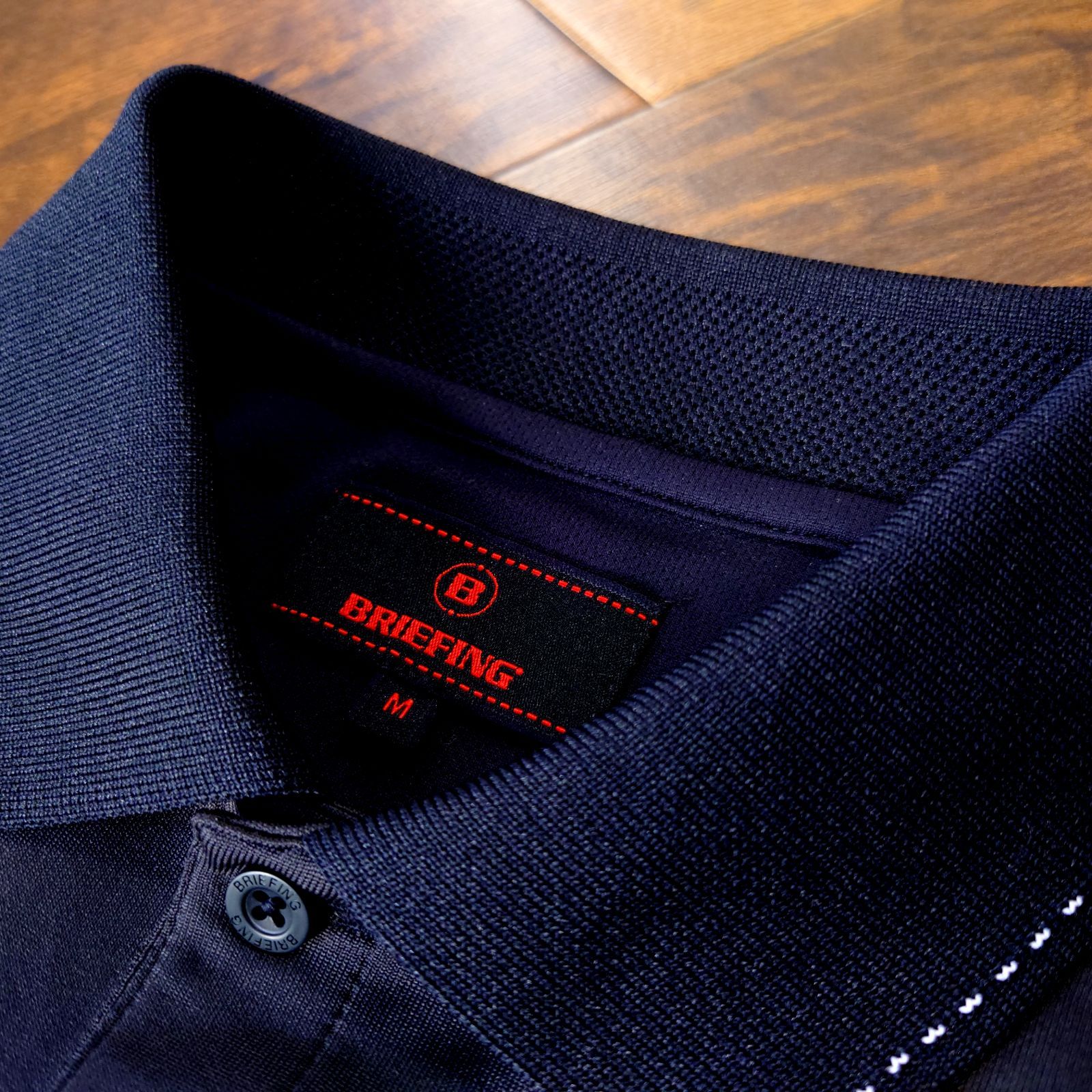 極美品 BRIEFING GOLF 立体シルバーロゴ モノトーン ボーダー メンズ