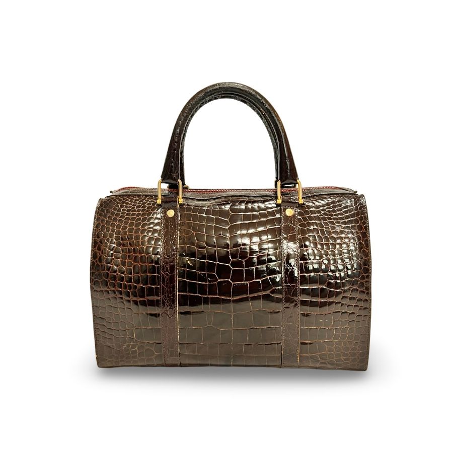 た*な様 セリーヌ　マカダム　クロコダイル型押し　ブラウン　トートバッグ　ハンド セリーヌ CELINE マカダム ハンド バッグ PVC レザー ブラウン