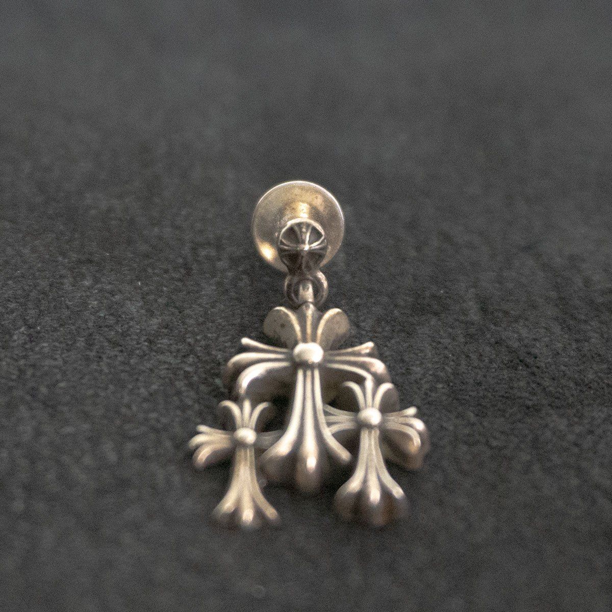  最 CHROME HEARTS 3 CH CROSS DROP シルバー ピアス クロムハーツ クロス ドロップ ピアス(片耳用) アクセサリー