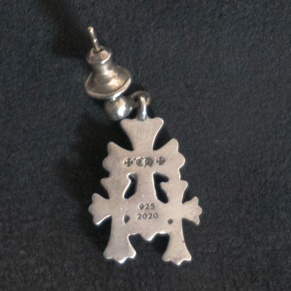 最 CHROME HEARTS 3 CH CROSS DROP シルバー ピアス クロムハーツ クロス ドロップ