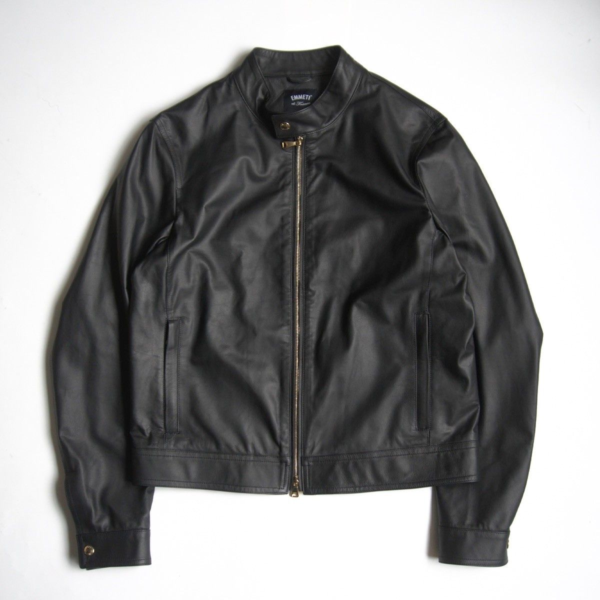 |ビッグサイズ EMMETI JURI CALF シングルライダースジャケット 50 ブラック レザージャケット エンメティ