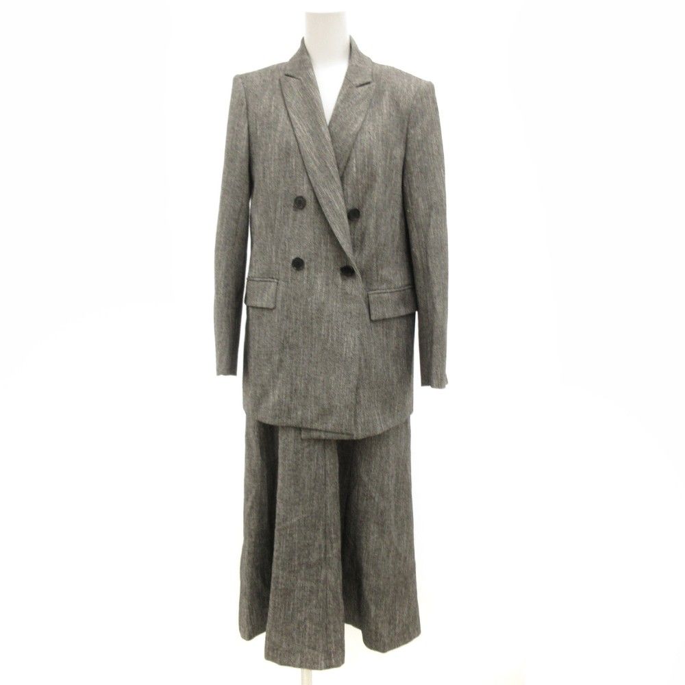 アンタイトル アンサンブルスーツ セットアップ ミックスツイード ジャンパースカート テーラードジャケット ダブル ワンピース 1 グレー |JS