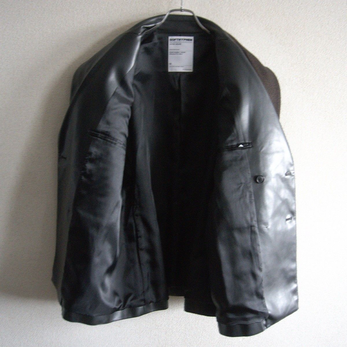 美品】SOFTHYPHEN【フェイクレザー ドッキング レイヤード テーラード 