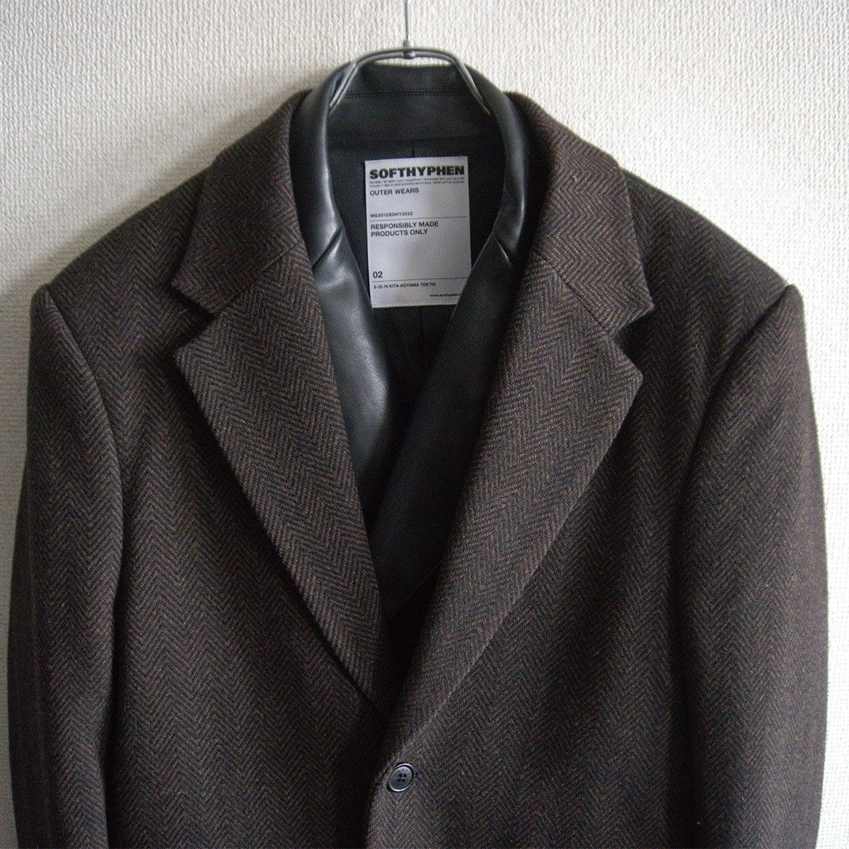 美品】SOFTHYPHEN【フェイクレザー ドッキング レイヤード テーラード 