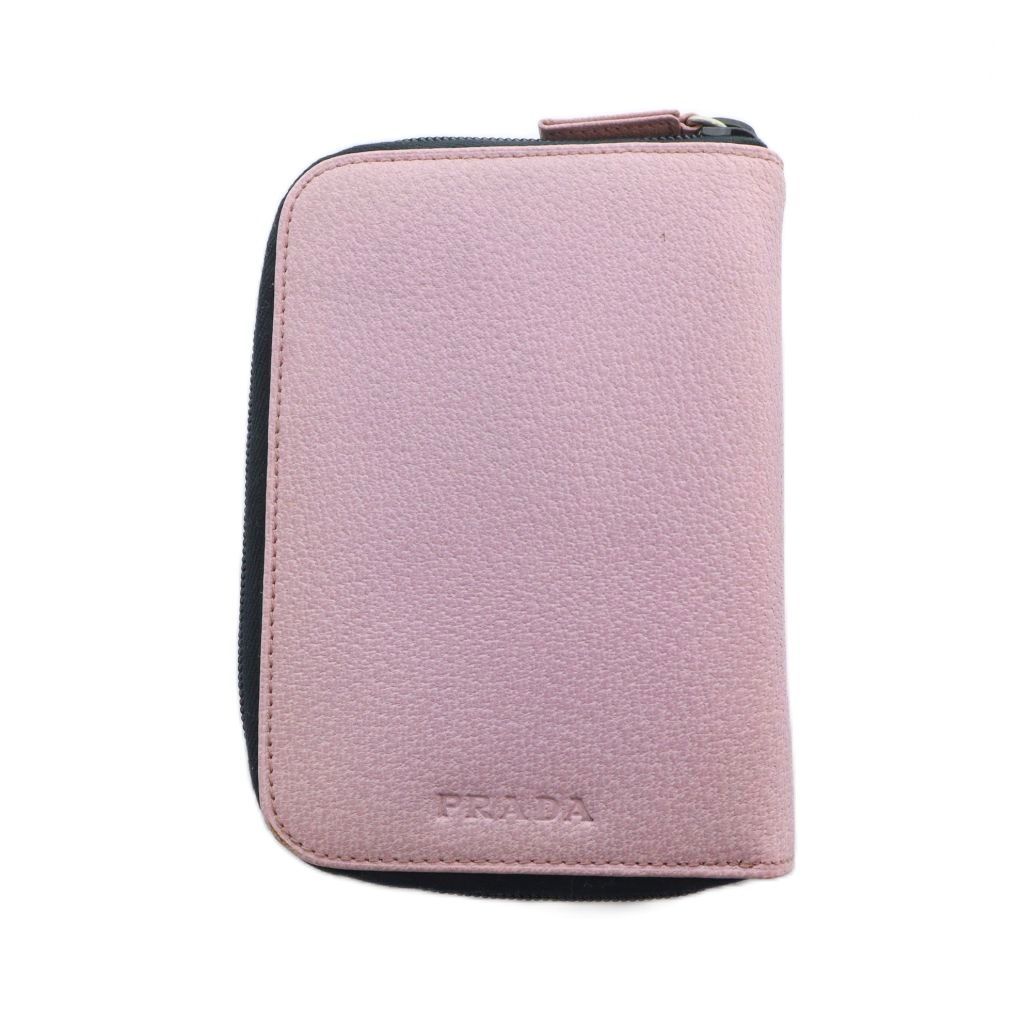 プラダ PRADA システム手帳 カバー スケジュール レザー ロゴ ピンク GY 11 |MQ OH