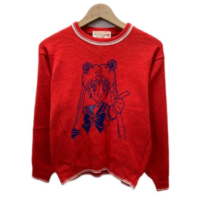 BANDAI セーター 90 s 90年代 長袖 ニット トップス クルーネック キャラクター 美少女戦士セーラームーン 月野うさぎ C 武内直子 講談社 テレビ朝日 東映動画 アニメ マンガ 日本製 古着