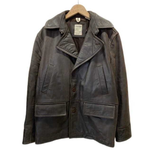 Timberland レザージャケット 革ジャン アウター テーラードカラー 無地 リアルレザー シングルボタン フロントポケット ストリート 古着
