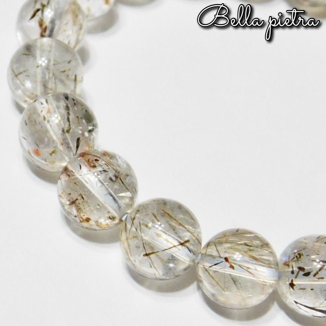 高品質 ブラックゴールドスーパーセブン 黒金 9.8 mm 天然石ブレスレット パワーストーンブレスレット ブラジル産 内周 約15 cm