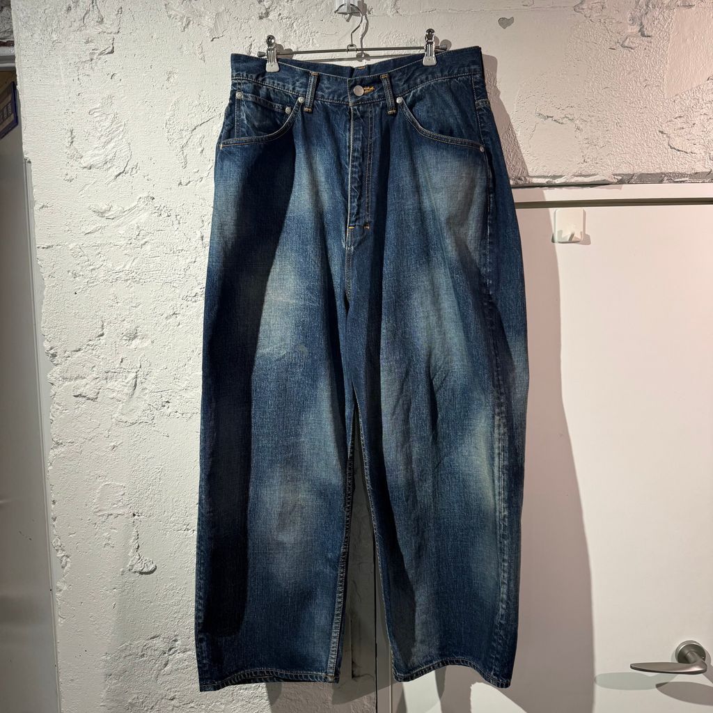 ANCELLM アンセルム 24 AW AGING WIDE DENIM PANTS デニムパンツ ANC-PT 48 ブルー size 1 表参道B 01