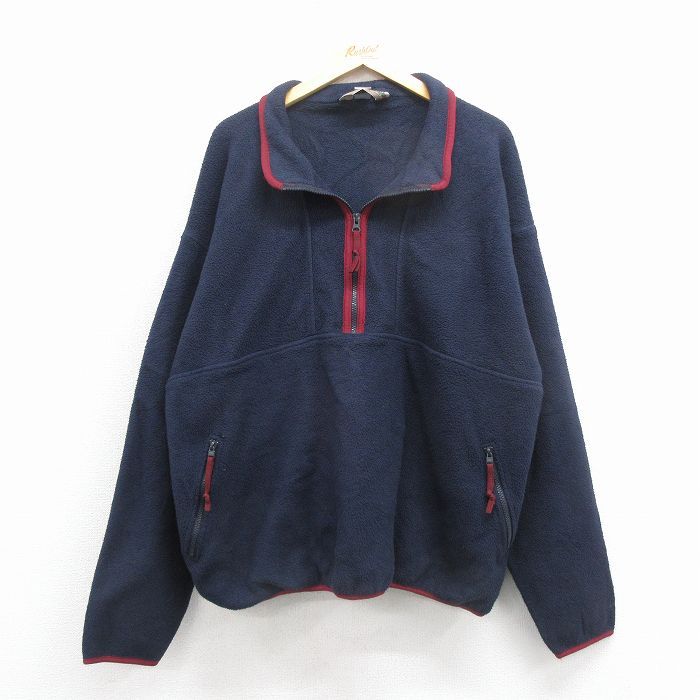 XL|古着 EMS 長袖 ハーフジップ フリース ジャケット メンズ 90年代 90 s 大きいサイズ 濃紺 spe 25 nov 19