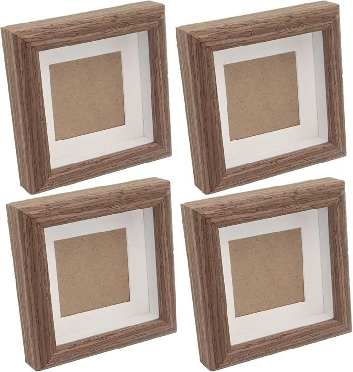 ルボナリエ 木製フォトフレーム 4個セット 正方形 立体額縁 卓上