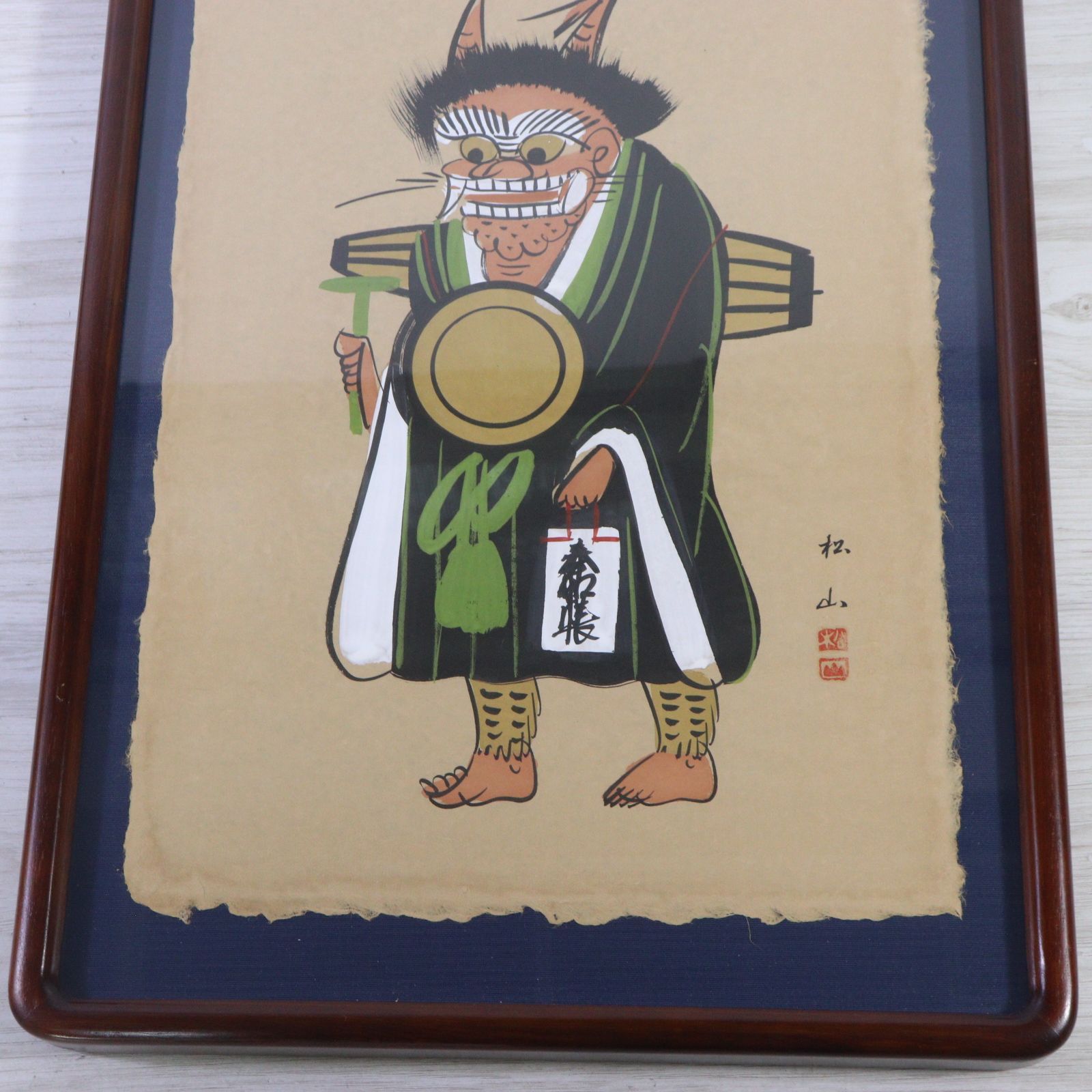 ト足】 大津絵 高橋松山「鬼の寒念仏」 滋賀県伝統工芸品 民族絵画