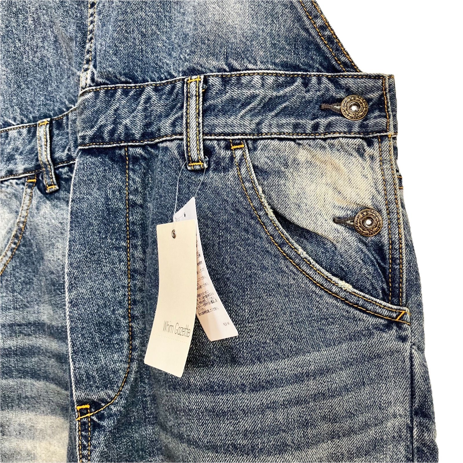 新品未使用タグ付 Whim Gazette デニムオールインワン 38 タグ付き未使用 Whim Gazette DENIM ALL IN ONE2 38 ブルー／青