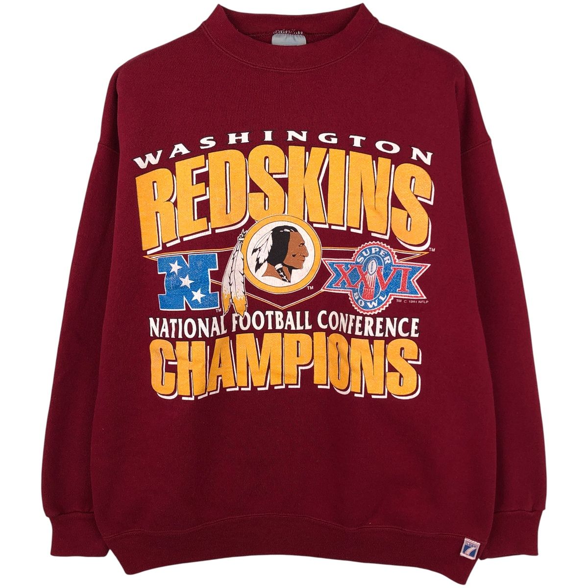 ヴィンテージ usa プリント スウェット 古着 90年代 ロゴセブン LOGO7 NFL WASHINGTON REDSKINS ワシントン