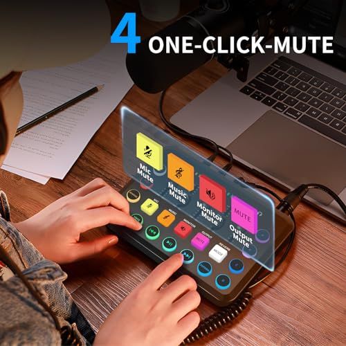 XTUGA F 11 ゲーミングオーディオミキサー オーディオインターフェース ゲーム用オーディオミキサー PC|PS 4|PS 5対応 ポッドキャスト ミキサー RGB機能付き XLR接続 モニタリング機能 カスタム効果音 ボイスチェンジ fc 3 adba