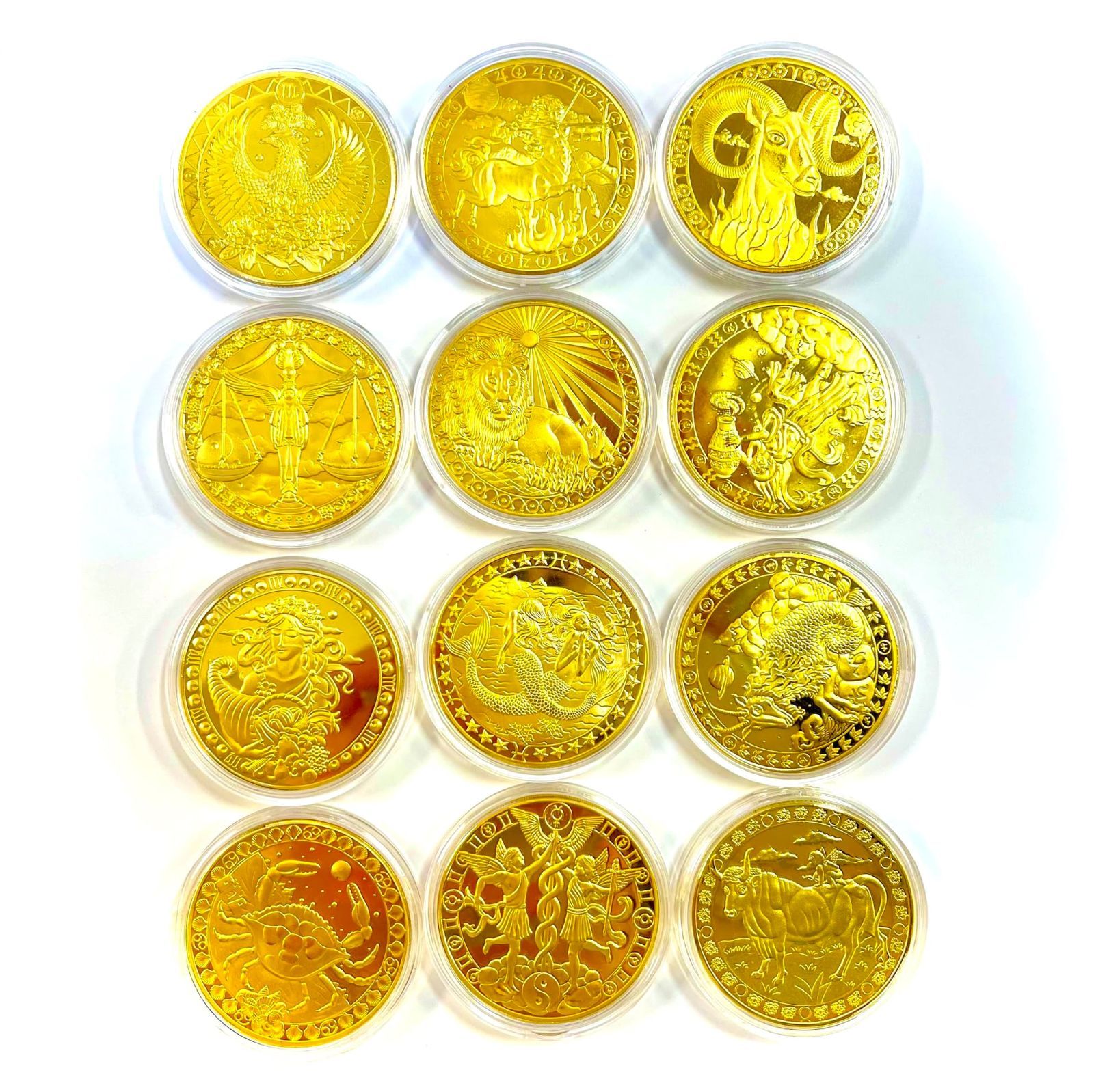 星座 メダル 】12枚入 ゴールド コイン 占星術 占い 新月 満月 牡羊座