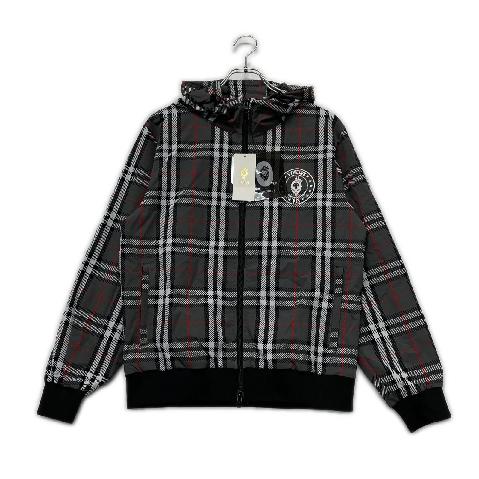 ♥品 メンズ ヴィ トゥエルヴ V 12 フルジップアウター S 黒×グレー チェック 裏メッシュ