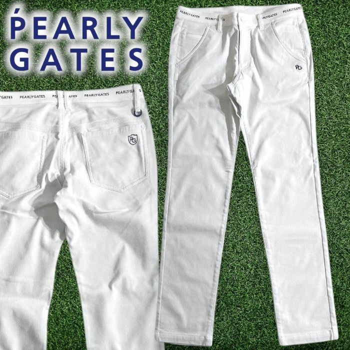 PEARLY GATES パーリーゲイツ ゴルフ コットン混 裏微起毛 蓄熱裏地 Feelthermo ストレッチ ロングパンツ ゴルフウェア 053-2131091 定価2.9万 ホワイト ▲033 50227 w 07
