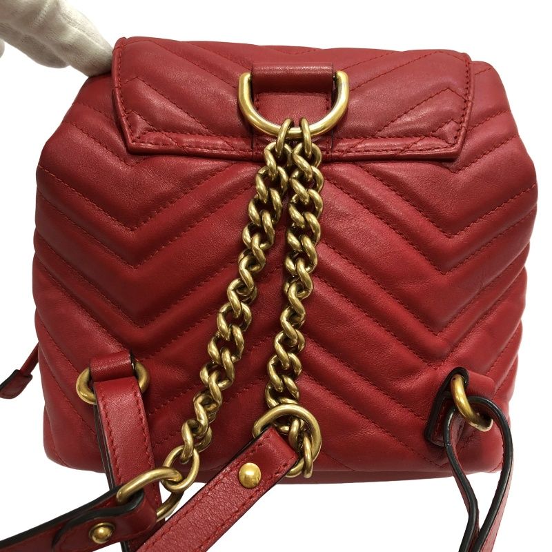 GUCCI グッチ ミニ リュックサック 528129 GGマーモント レッド 本革