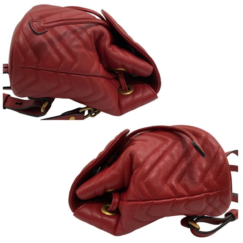 GUCCI グッチ ミニ リュックサック 528129 GGマーモント レッド 本革