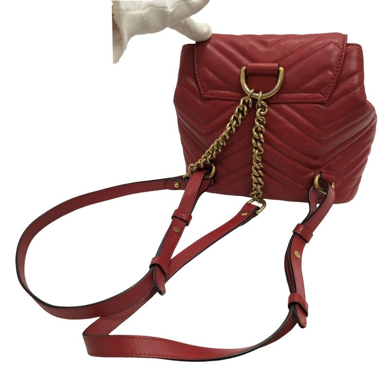 GUCCI グッチ ミニ リュックサック 528129 GGマーモント レッド 本革