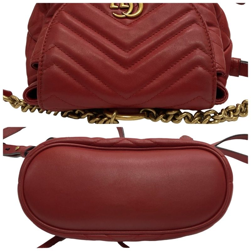 GUCCI グッチ ミニ リュックサック 528129 GGマーモント レッド 本革