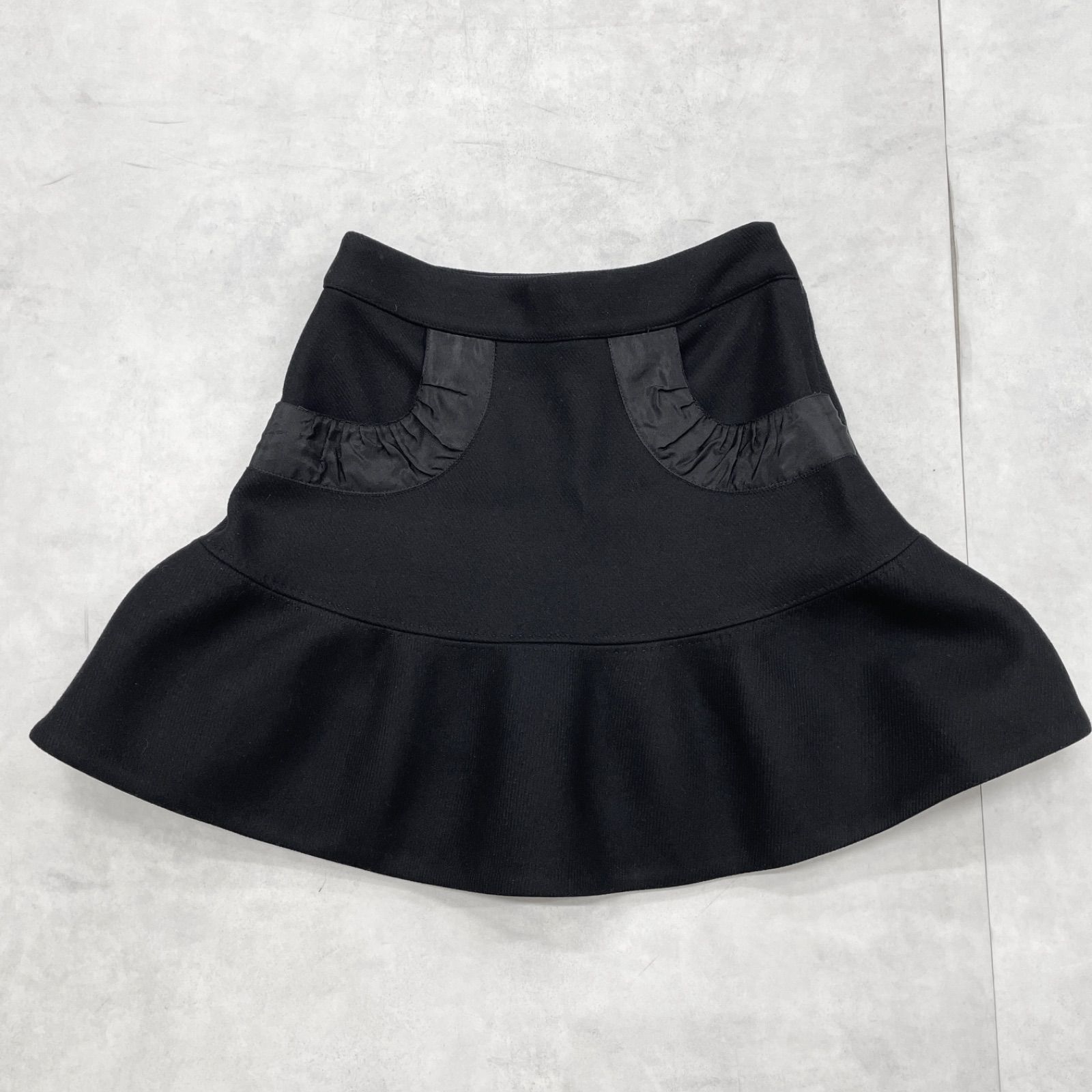 GUCCI グッチ ミニスカート フ ペプラム カシミヤ ウール ブラック イタリア製 レディース 38