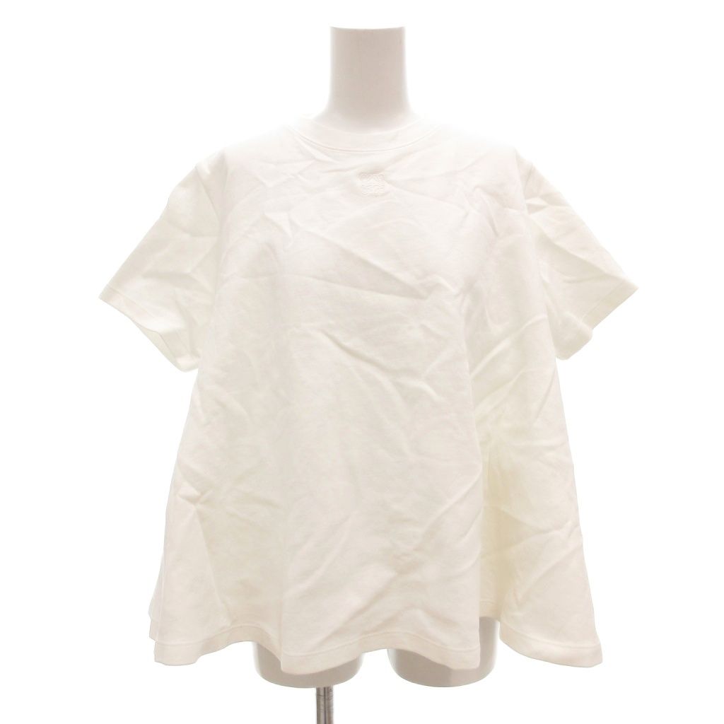 ロエベ LOEWE トラペーズ トップス Tシャツ カットソー 半袖 アナグラム刺繍 ロゴ クルーネック 白 ホワイト |AE GY 19 AA