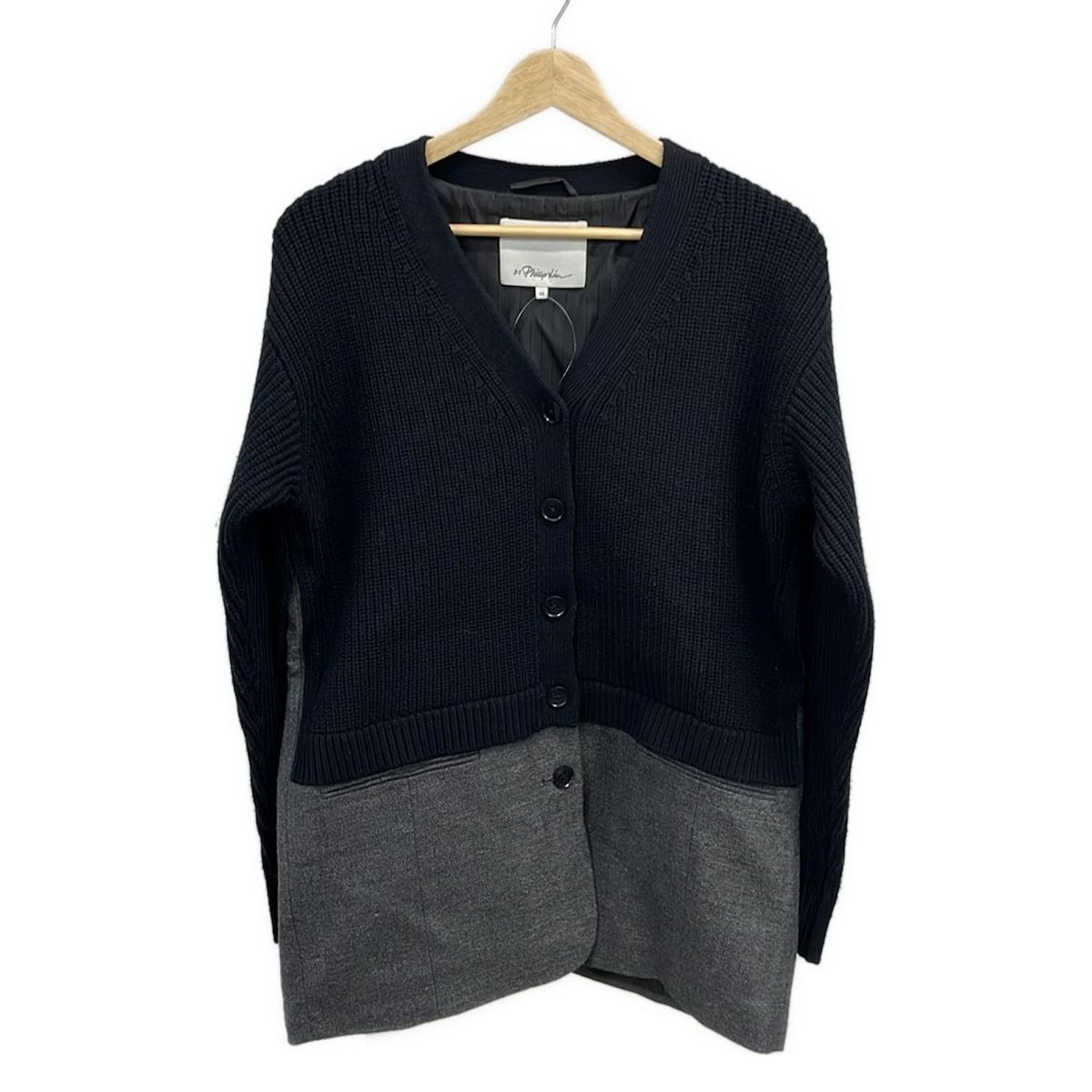 3.1 Phillip lim スリーワンフィリップリム ジャケット サイズXS レディース - ダークネイビー×ダークグレー 長袖|ニット切替|秋|冬