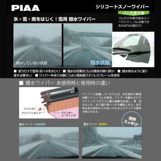 PIAA 雪用ワイパー替えゴム シリコートスノー 475mm 1本入 呼番8 PIAA ワイパー ブレード 雪用 475mm シリコートスノー 特殊シリコンゴム 1本入 呼番8 WSC48W ピア