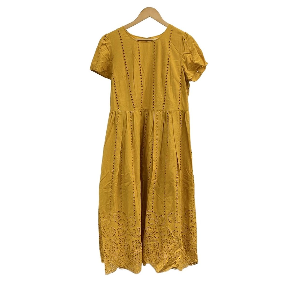 Rose Tiara ローズティアラ ワンピース サイズ42 L レディース - ダークイエロー クルーネック|半袖|ロング|刺繍|レース