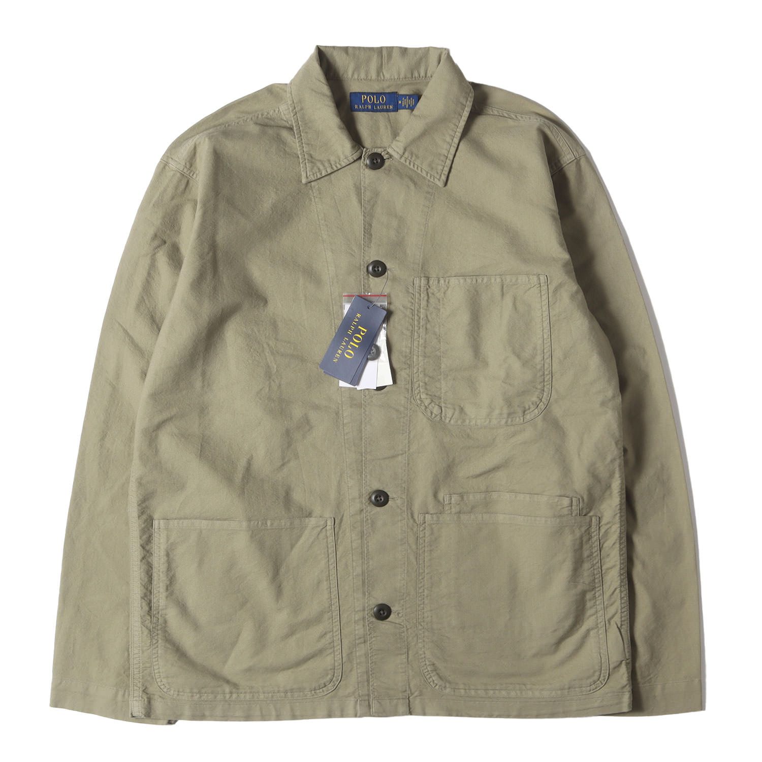 POLO Ralph Lauren ポロ ラルフローレン ジャケット オリーブ サイズ M | 25 SS ウォッシュ加工 コットンオックス BDUボタン カバーオール アウター ブルゾン 上着 メンズ