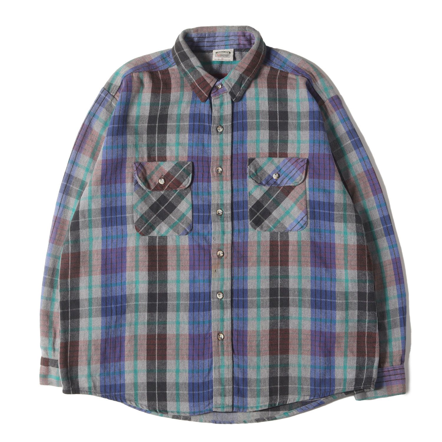 FIVE BROTHER ファイブブラザー シャツ グレー ブルー グリーン サイズ