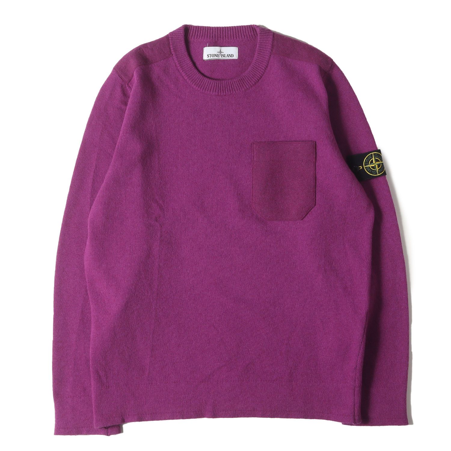 STONE ISLAND ストーンアイランド ニット パープル サイズ L | フェルトヨーク コンパスパッチ セーター KNITWEAR SWEAT トップス プルオーバー メンズ
