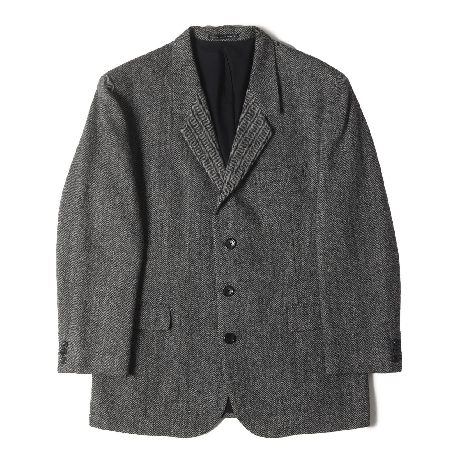 Yohji Yamamoto ヨウジヤマモト ジャケット グレー サイズ 3 | ヘリンボーン ウール B テーラード Ys for men 日本製 アウター ブレザー 上着 メンズ