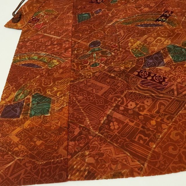 六花-RIKKA- 正絹 道中着 ビロード ロング丈 異国情緒ただようピース 着物 A 4367