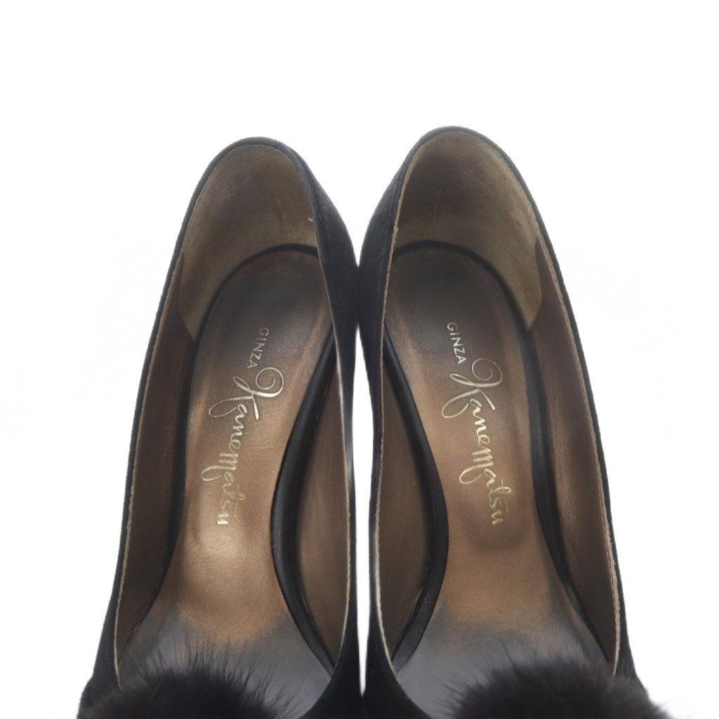 銀座かねまつ GINZA Kanematsu パンプス ピンヒール スエード 22cm 黒