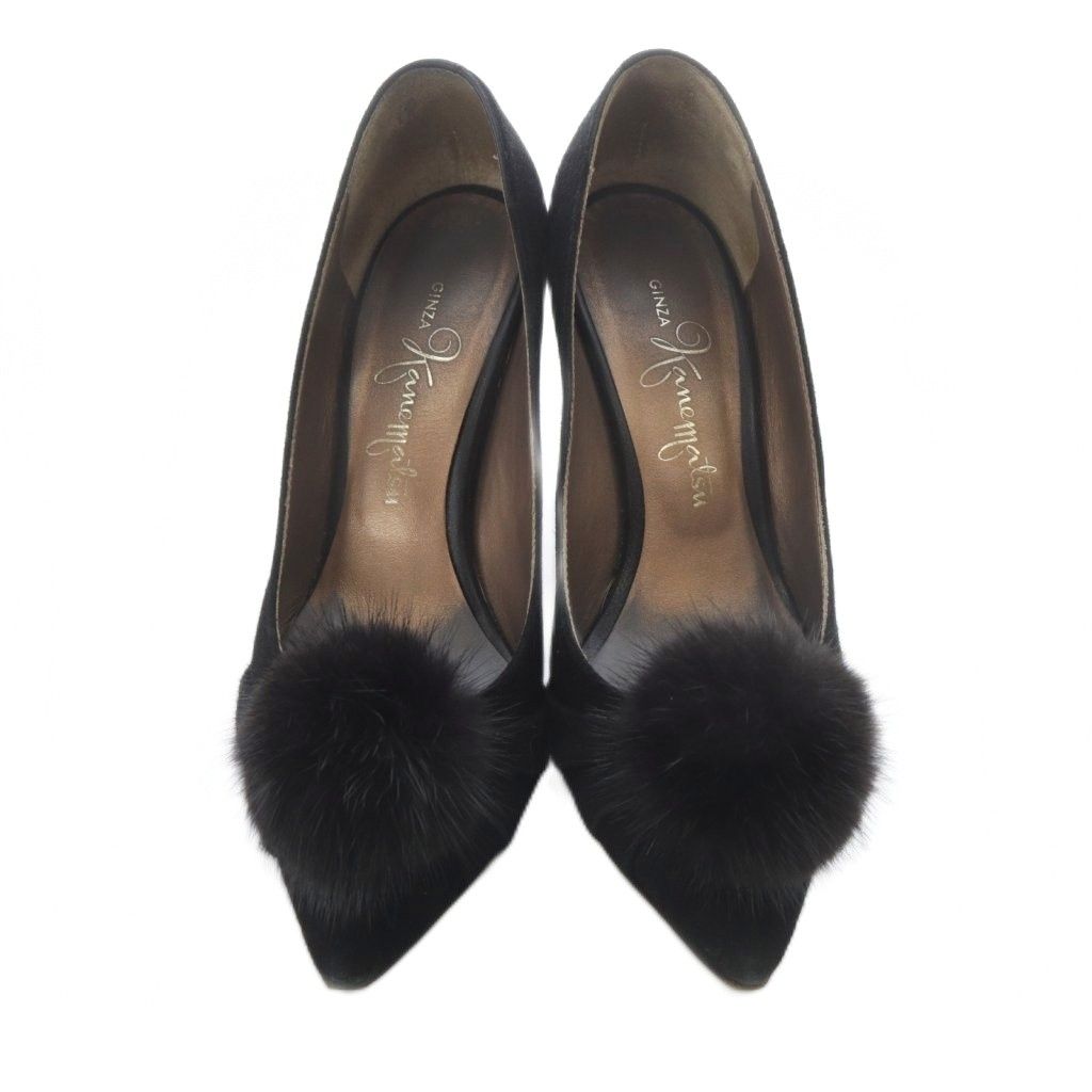 銀座かねまつ GINZA Kanematsu パンプス ピンヒール スエード 22cm 黒