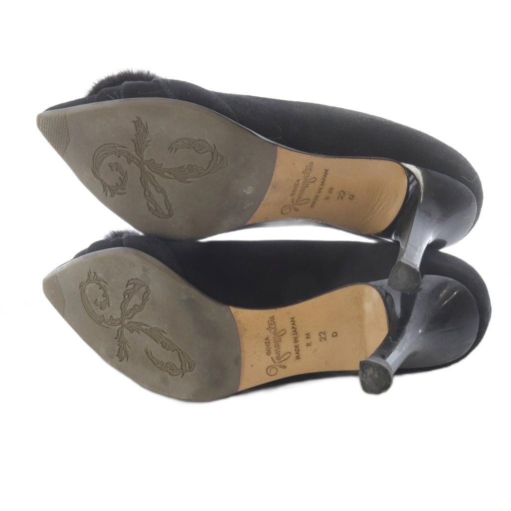 銀座かねまつ GINZA Kanematsu パンプス ピンヒール スエード 22cm 黒