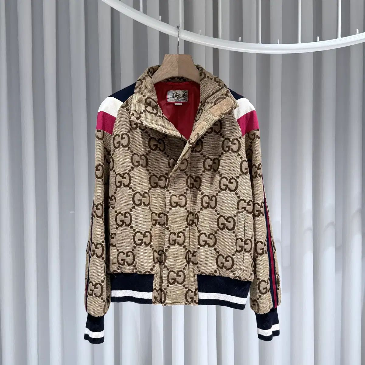 48 | グッチ GG ジャンボ ベージュ ジップアップ ジャケット