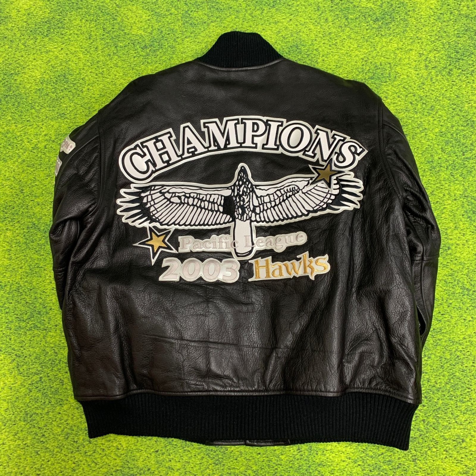 希少】ダイエーホークス 2003年優勝記念 V3 牛革レザージャケット L