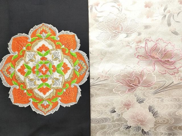 平和屋着物●全通柄九寸名古屋帯　糸屋輪宝手　金糸　正絹　逸品　DAAZ0846ps 平和屋本店□名古屋帯 まとめて100点 鳳凰 菊 花柄 宝相華 手描き 駒