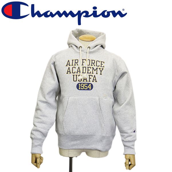 Champion チャンピオン C 3-C 116 リバースウィーブ R AIR FORCE ACADEMYフーデッドウェットシャツ パーカー 全 CN 064 042シルバーグレーxネイビー M